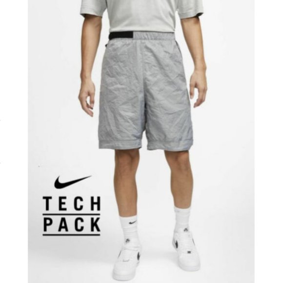 Nike Sportswear Tech Pack Woven Crinkle Shorts Grey Black